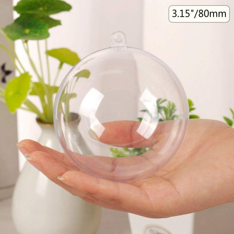 LYLYFAN 20 Pack Clear Plastic Fillable Ornament Ball 3.15''/80mm for Christmas,Holiday, Wedding,Party,Home Decor - Image 4